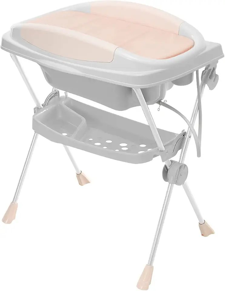 Banheira Com Trocador Premium Branca E Rosa - Galzerano