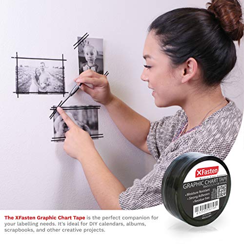 XFasten Tape for White Board | ⅛” Thin Black Tape for Dry Erase Board | 8 Rolls Pinstripe Tape, Divider Tape, Art Tape, Music Note Tape | Thin Tape for Charts, Grids, Tables | Indoor, Outdoor Use - Thumbnail 3