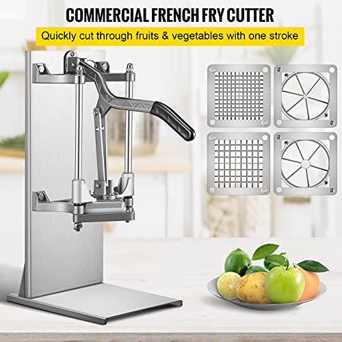 Vevor Commercial French Fry Cutter With 4 Replacement Blades, 1/4 And 3/8 Blade Easy Dicer Chopper, 6-Wedge Slicer And 6-Wedge Apple Corer, Lemon Potato Cutter For French Fries With Extended Handle #TOP1