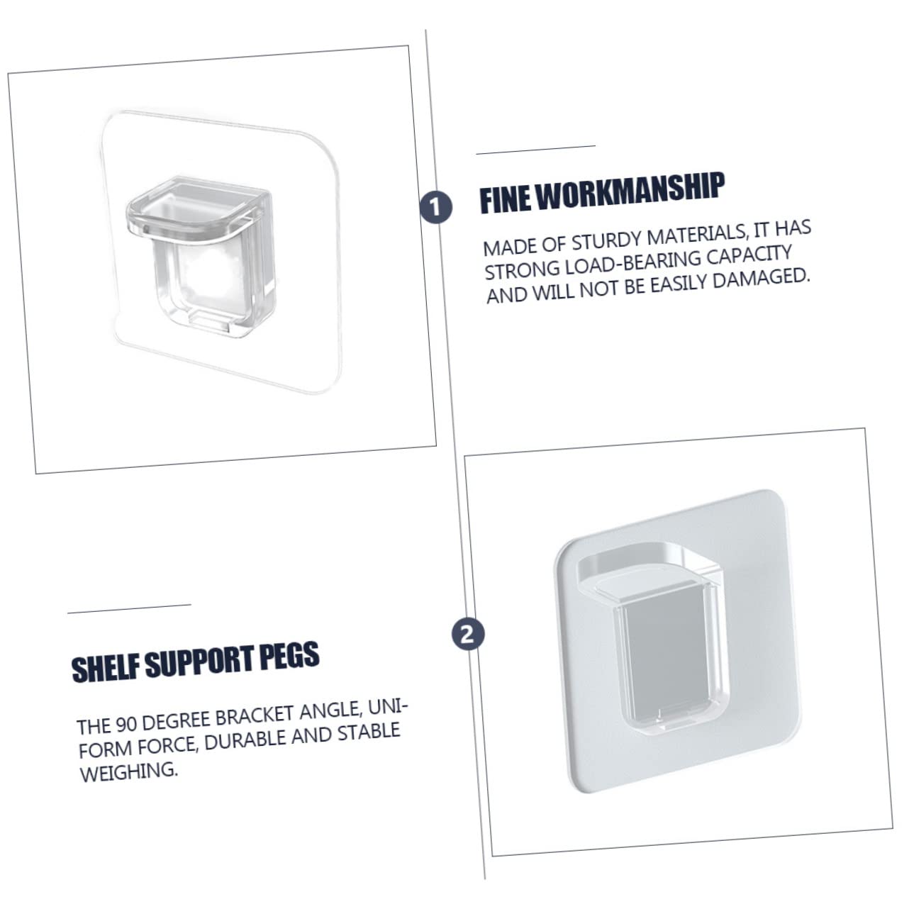 Generic 24pcs Shelf Holder Bookcase Shelf Pegs Adjustable Drop Hitch Kitchen Cabinet Shelf Clips Wardrobe Bracket White Shelf Brackets Heavy Duty Hook Abs Cabinet Level Cupboard, 7X7CM, Transparent