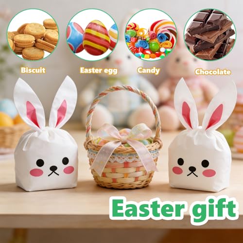 50 Stück Geschenktüten, Osterhasen Tüten, Geschenktüten Ostern, Hasen Ohren Geburtstag Geschenksackerl, Partytüten Kindergeburtstag, Eierfarben Ostern