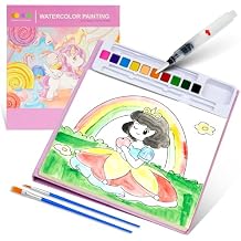 Paint with Water Coloring Books for Toddlers Craft, Mess Free Watercolor Painting Set for Kids Ages 3 4 5 6 7 8, DIY Painting Arts Crafts Drawing Activities Book Toy Present for Girls & Boys - Unicorn
