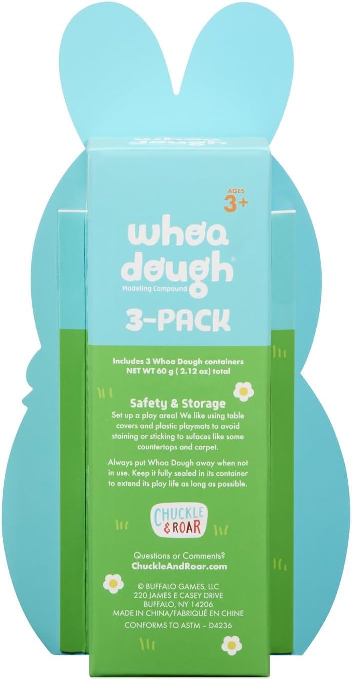 Chuckle & Roar - Easter Whoa Dough 3 Pack Choco Bunny Basket Stuffer - Arts and Crafts - Fun for Toddlers - Safe and allergen Free