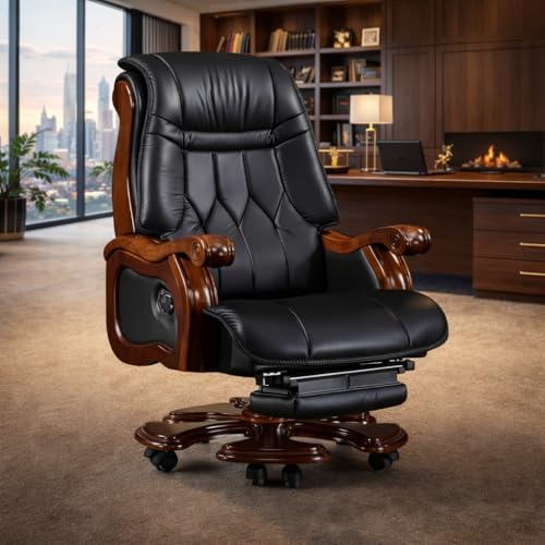 Image of Lakdi The Furniture High-Back Office Chair with Recliner, Swivel, Adjustable Height, Armrests, and Lumbar Support for Boss /Director & Executive - 111011282 BLK
