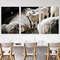 3 Piece Framed Canvas Wall Art Fun Animals Canvas Prints Home Artwork Decoration for Living Room,Bedroom - 16