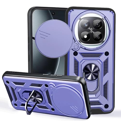 JNERBUYI Funda para Xiaomi Redmi Note 14 Pro+ Plus 5G Carcasa con Anillo 360°y Cubierta de Objetivo, Funda Protectora con Soporte Magnético, Carcasa Antigolpes. Azul