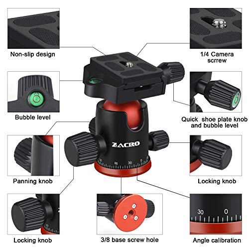 image for Zacro Camera Panoramic Ball Head - 360 Degree Rotating Tripod Head for
