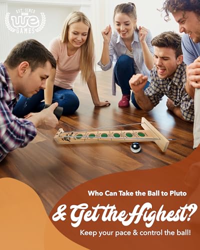 WE Games Shoot The Moon - Classic Solid Wood Rolling Ball Game for Family Fun & Skill Building, Enhances Social Skills, Patience & Perseverance