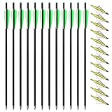 TOPARCHERY 12pcs 20inch Carbon Crossbow Arrows Crossbow Bolts with 4inch Vanes and 12pcs 3 Blades Ar