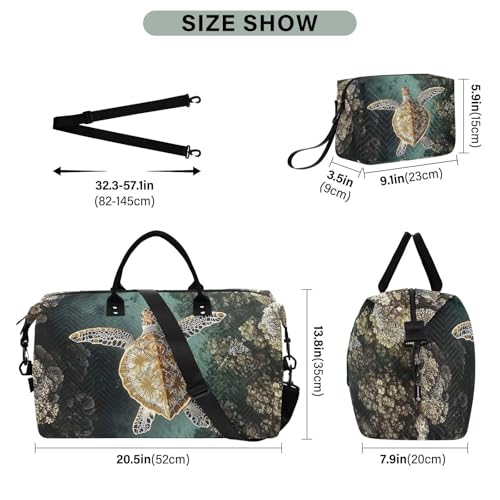 Large Travel Duffel Bag, Sea Turtle Swim Sport Tote Gym Bags, Shoulder Weekender Overnight Bags for Women Men, Carry On Luggage with Toiletry Bag3