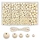 TOAOB Holzperlen zum Auffädeln 1050 Stück Holzkugeln mit Loch 6mm 8mm 10mm 12mm 14mm Runde Natur Holzperlen Zwischenperlen mit Box für Makramee Basteln DIY Schmuck Armband