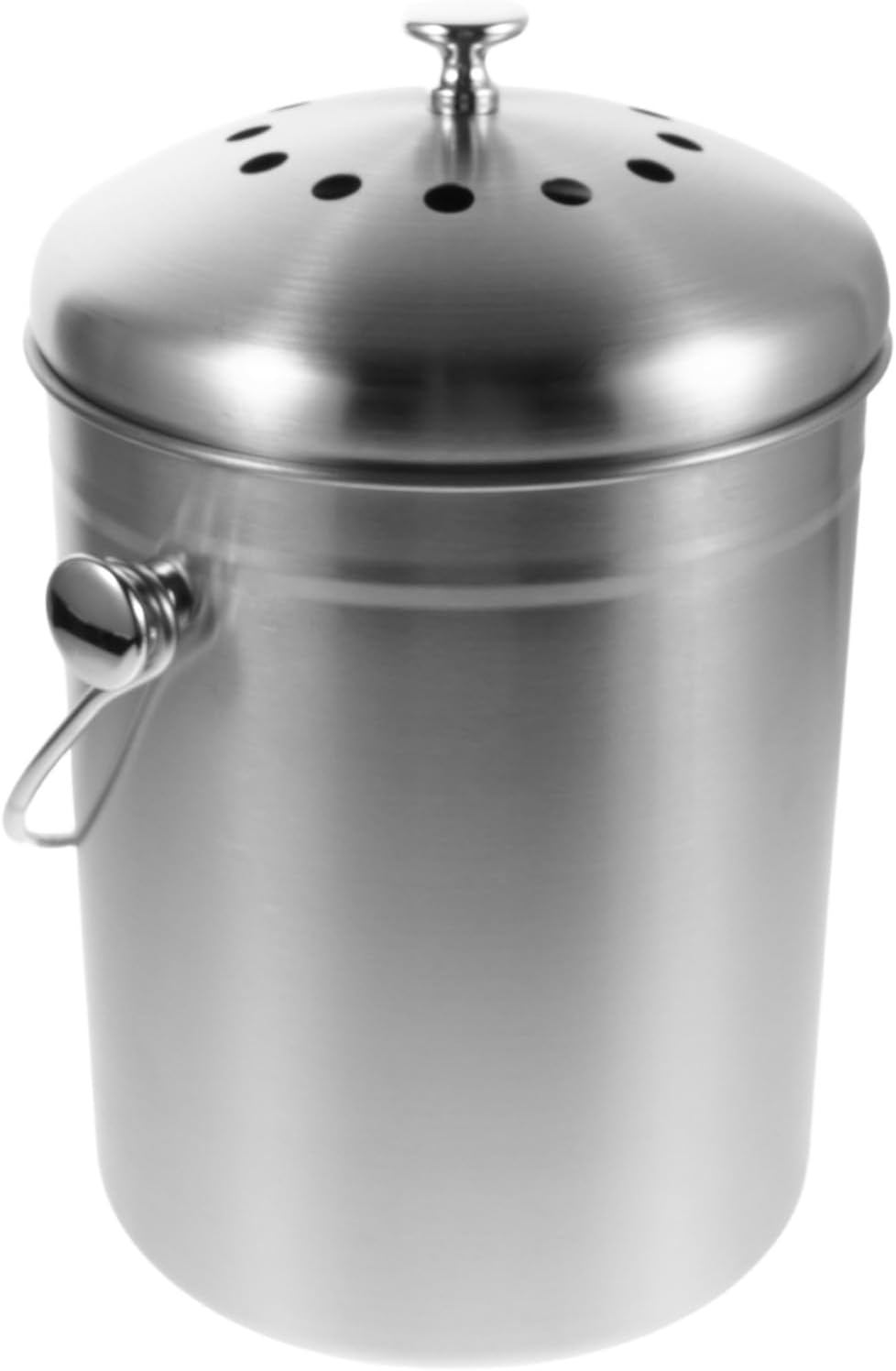 Stainless Steel Kitchen Compost Bin 5l with Lid Carbon Filter Odorless Food Waste Container Countertop Indoor Compost Pail for Home Use