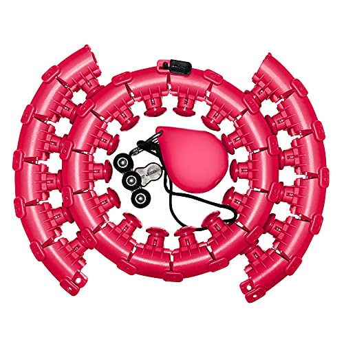 DUCHAUX Weighted Hoola Hoop -54 inches Adjustable Smart at-Home Fitness Hula Hoop Waist Trainer with 26 Detachable Knots Weighted 2 in 1 Fitness Weight Loss Non-Fall Exercise Hoops.