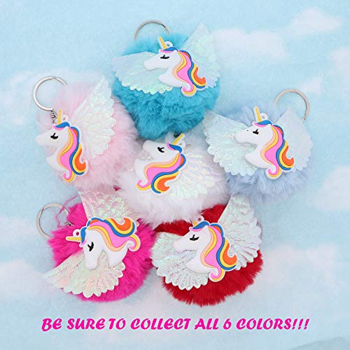 Hot Pink Silicone Unicorn Charm With Shiny Wings Pom Pom Keychain Amazon.in Bags, Wallets and