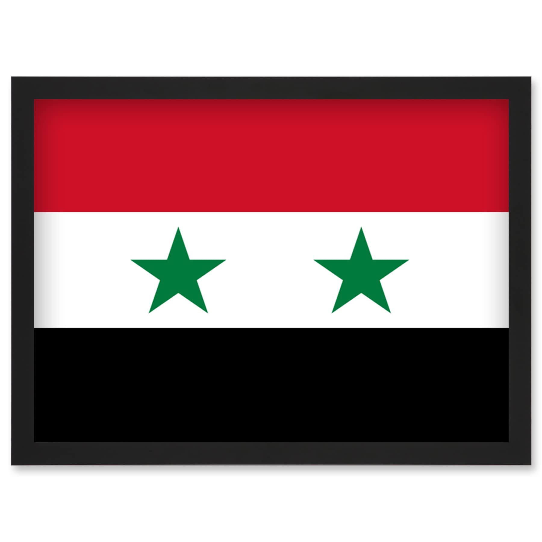 Artery8 Syrian Arab Republic National Flag Patriotic Vexillology World Flags Country Region Poster Artwork Framed Wall Art Print A4