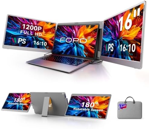 Laptop Screen Extender 16"-1200P 16:10 FHD Triple Monitor for 12-...