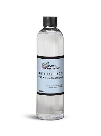 Butylene Glycol Cosmetic Grade 250 mL / 8.45 Oz, Organic Butylene Glycol Moisturizer for Skincare - Emollient Prevents Water Loss from Skin - Skin Care 1,3 Butylene Glycol by Talsen Chemicals