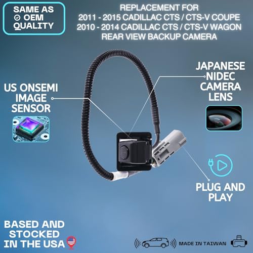 Image of Backup Camera Replaces 2011 2012 2013 2014 2015 Cadillac CTS /CTS-V Coupe | 2010 2011 2012 2013 2014 Cadillac CTS /CTS-V Wagon OE Part # 22922658, 22922659, 22914946, 22737873