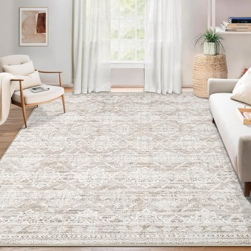 6x9 Washable Boho Moroccan Area Rug, Non-Slip Indoor Carpet