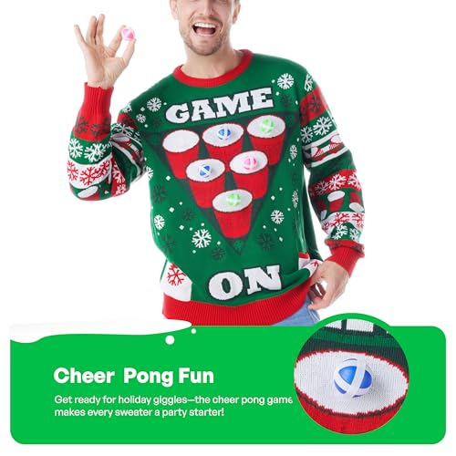 Game On Beer Pong Christmas Sweater with Attached Cups - Image 4