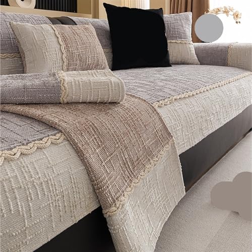 モダンなシェニールソファクッションは、オールシーズン対応で、滑り止めカバーと防塵機能を備え、快適です。(Yellow,70*210cm)