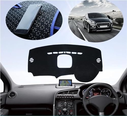 Cubierta de salpicadero RHD para Peugeot 3008 MK1 2008-2016 protector alfombrilla borde azul 2