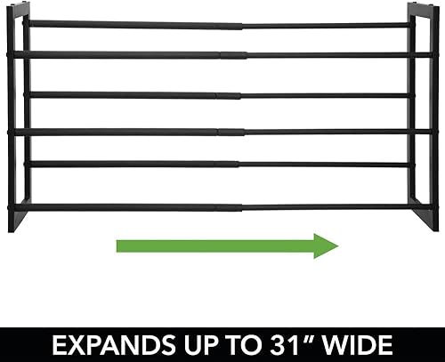 Miniatura 6 de mDesign Estante organizador de almacenamiento de zapatos y botas de metal ajustable y expandible de 3 niveles, ahorro de espacio, almacenamiento