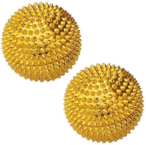 Image of QIMACPLUS Acupressure Magnetic Needle Ball Massager | Manual Health Care Therapy Balls for Pain Relief & Relaxation (Pack of 2, Golden)