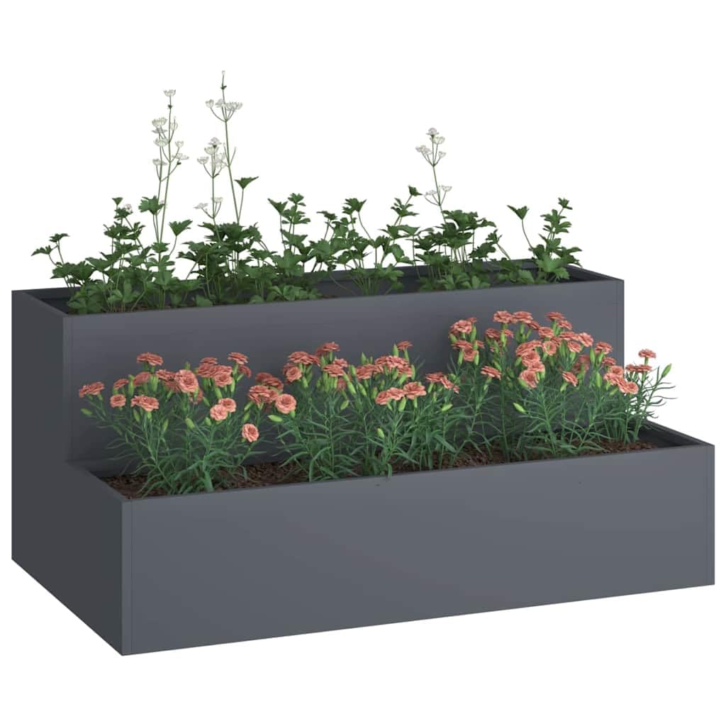 vidaXL Garten-Pflanzgefäß Anthrazit 100 x 60 x 45 cm, Garten und Terrasse, robuster Metallpflanztopf, für draußen, moderner Behälter für Deko, Blumenarrangement