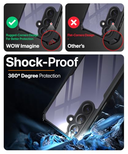 Image of WOW IMAGINE Shock Proof Clear Back Case Mobile Cover for Samsung Galaxy S26 Plus 5G (Hard | Hybrid PC + TPU | Full Armour Device & Camera Protection | Black)