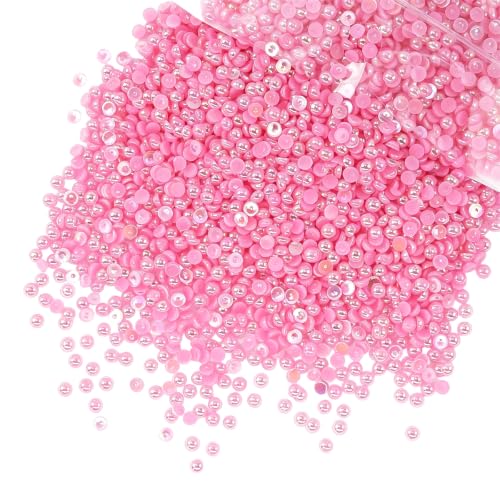 qiipii 7500PCS 2mm Tiny Small Rose Pink AB Half Round Pearls for Bedazzling