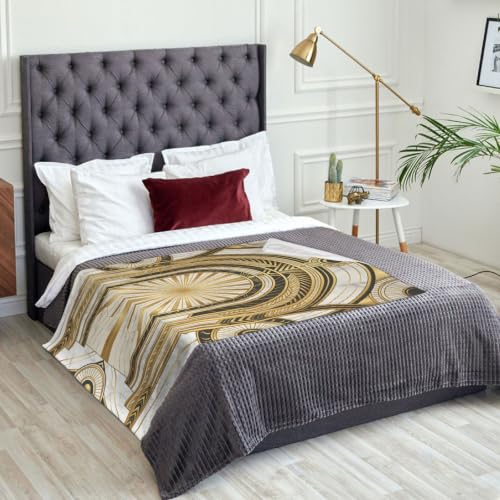 Couverture arche en peluche dorée 127x152 cm pour canapé et lit - 3