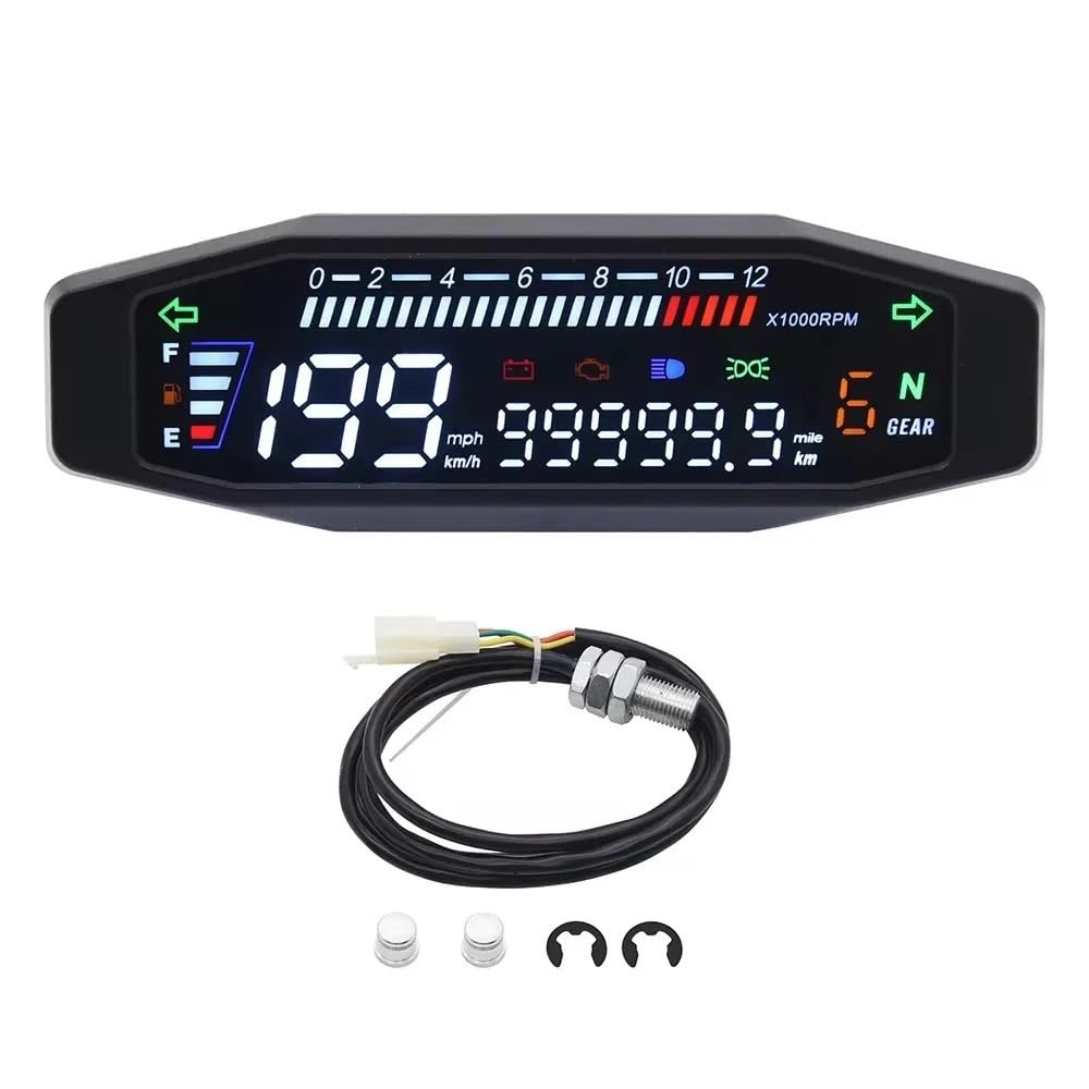 Motorcycle Instrument Panel Universal Motorcycle Speedometer Digital Meter Tachometer Dashboard Instrument Panel Display(Gauge Sensor Set)