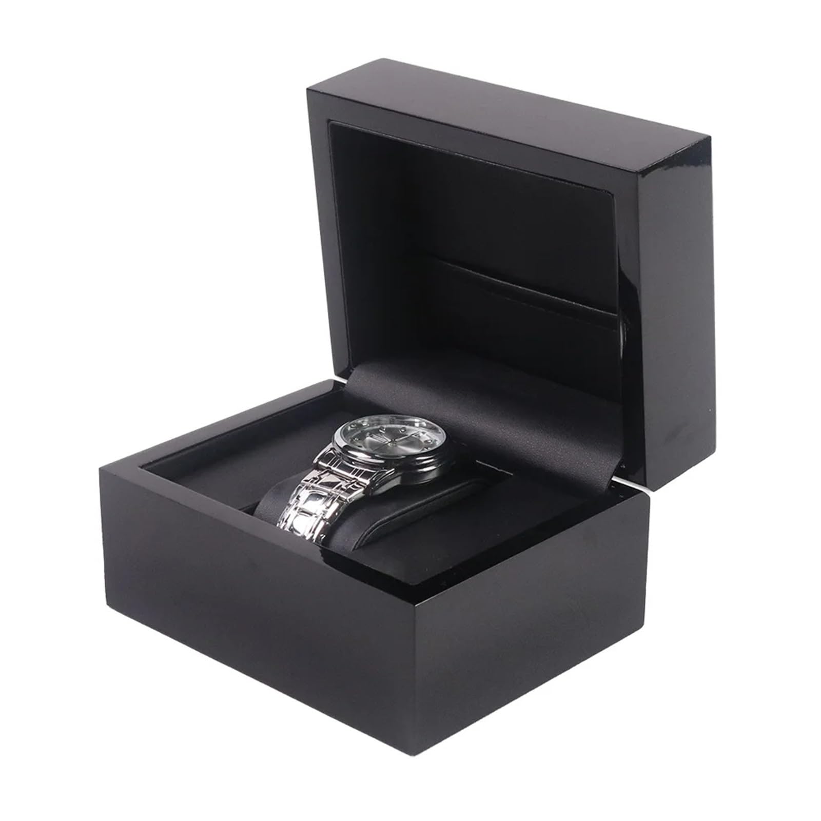 LPATEBCVU Solid Wood Watch Box Black High-Gloss Lacquer Single Watch Box Wooden Packaging Case Unit for Storage and Red