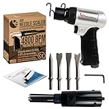 LE LEMATEC Air Needle Scaler with Hammer Chisel Kit, 4800 BPM Pneumatic Needle Gun for Metalworks, Rust, Weld & Paint Remover, Pistol Grip Metal Scraper Air Compressor Accessories (LE-AN324K)