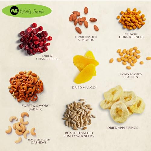 NUT CRAVINGS - Valentines Day Dried Fruit & Mixed Nuts Basket in Green Box (9 Assortments of 4 oz, 2.25 lb) Treats for Adults, Food Arrangement, Healthy Snack Care Package, Kosher