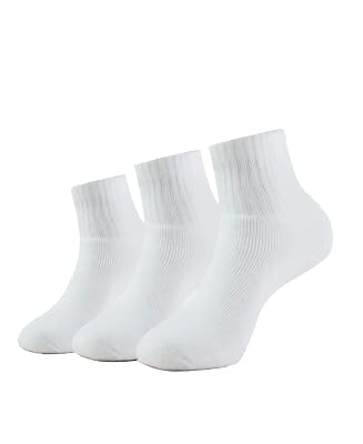 Jockey 7036 Men's Compact Cotton Terry Ankle Length Socks with Stay Fresh Treatment_White_Free Size