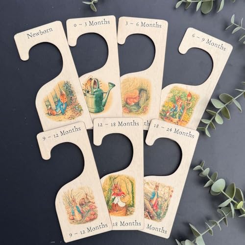 Luck and Luck Peter Rabbit Nursery Hangers x 7, Wooden