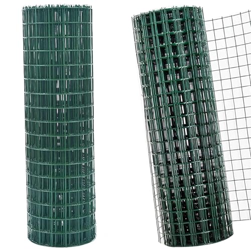 Image of 90CMX10M(3FT X 33FT) Hot Dipped Galvanised Green Chicken Wire Fencing PVC Coated Fence Mesh Roll Wire Mesh Roll Wires Mesh Fencing Netting Chicken Wires Mesh Decorative Fence, 4in X 3in Hole Size
