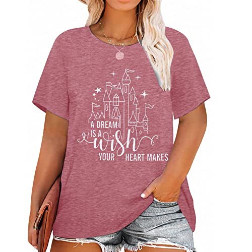 A Dream is a Wish Your Heart Makes Shirt Plus Size Womens Funny Castle Letter Print T Shirt Inspirational Gift Tee Tops