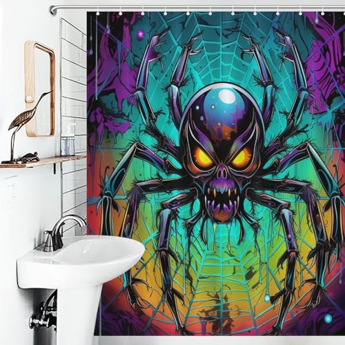 Rideau de douche araignée anti-éclaboussures en tissu polyester imperméable