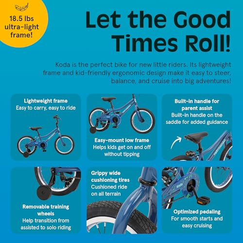 Image of Retrospec Koda Plus Kids Bike for Boys & Girls Ages 4-6 Years - 16 inch Children's Bicycle, Adjustable Seat & Handlebars