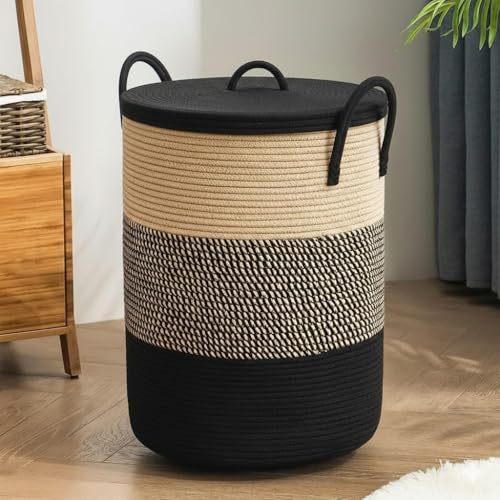 Image of lid Laundry Basket for Clothes, Toy Storage Basket, Storage Basket for Living room, Multi-Purpose, Extra Large Laundry Basket, Dirty Cloth Baskets, 15x20 in inch (LXH) (BG10)
