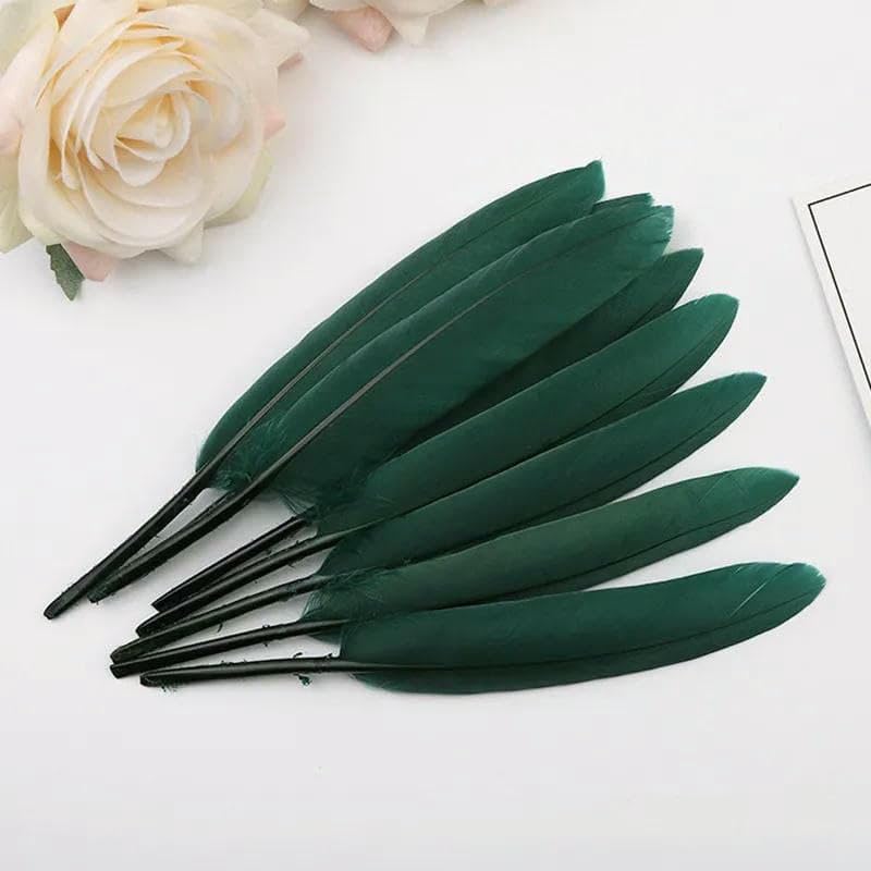 20 piezas de plumas de pato DIY atrapasueños suministros de manualidades de Halloween decoración de bodas fiestas en el hogar creación de joyas accesorios de ropa - Plumas verde oscuro - 20 piezas