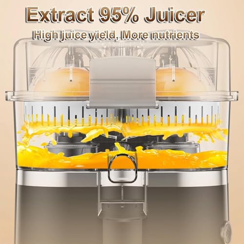 Exprimidor eléctrico Negro de cítricos, 90 W, 18000 RPM, Doble prensado, Capacidad de 400 ml, Apto para lavavajillas, Sistema antigoteo, exprimidor de Naranjas y Limones de Alto Rendimiento.