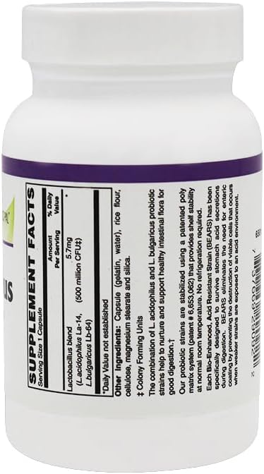 Miniatura 3 de BariatricPal Acidophilus probiótico - 500 millones de UFC (100 cápsulas)