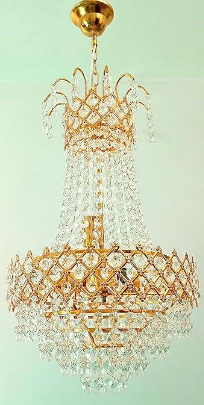 Image of SUANI Modern Crystal 40 watt Decorative Pendant Crystal Chandelier | Chandelier for Home| Chandelier for Restaurant | Jhoomar for Hotel | Light Fixture Chandelier (Golden300 mm)