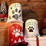 Paterr 3 Pcs Large Christmas Dog Gift Bag Sacks Dog Cloth Santa Drawstring Pet Paw Print Bag Christmas Sacks Large for Pets 20 x 16 Inch Reusable for Xmas Present Party Supplies Favor 3 Styles
