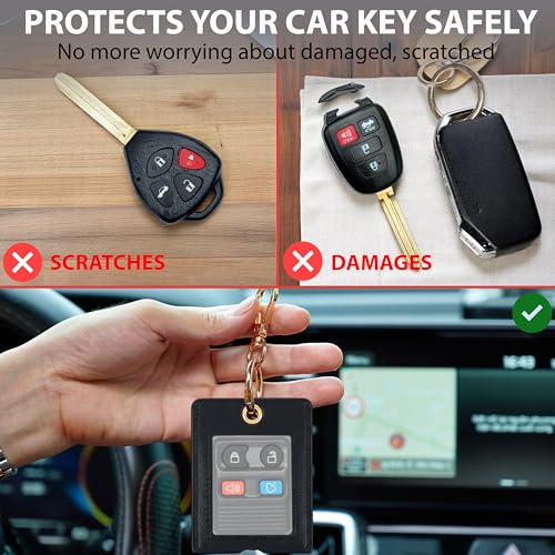 Image of Leather Keys Sleeve for Broken Car Key Loop Replacement - Cute Keychain Cover - Protector, Holder for Men & Women