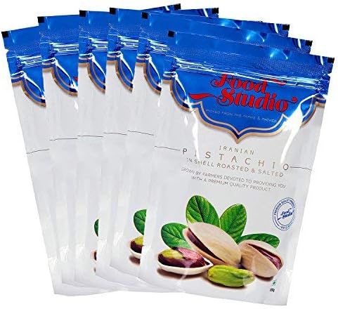 Food Studio Iranian Pistachios (Roasted and Salted) Pack of 6 - 250gm Each